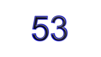 blue 53 number 3d effect white background