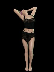 beautiful mature girl sports figures. in the bottom. in a dress, in leggings, lingerie poses on a white background, 3D illustration