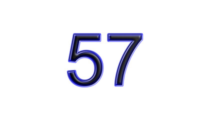 blue 57 number 3d effect white background