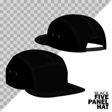 black five panel hat isolated on a white background and easy to edit. vector
