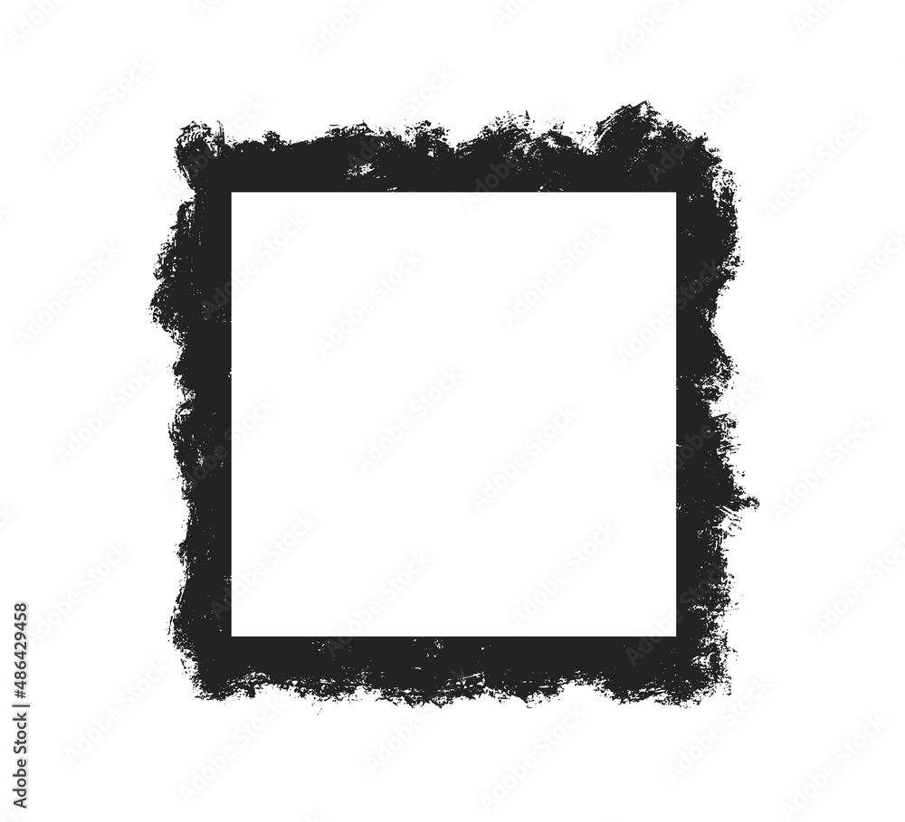 Poster grunge stencil square frame with brush painted frame. template with brush stroke. rectangular border