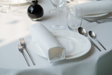 dish spoon fork on table at restaurant