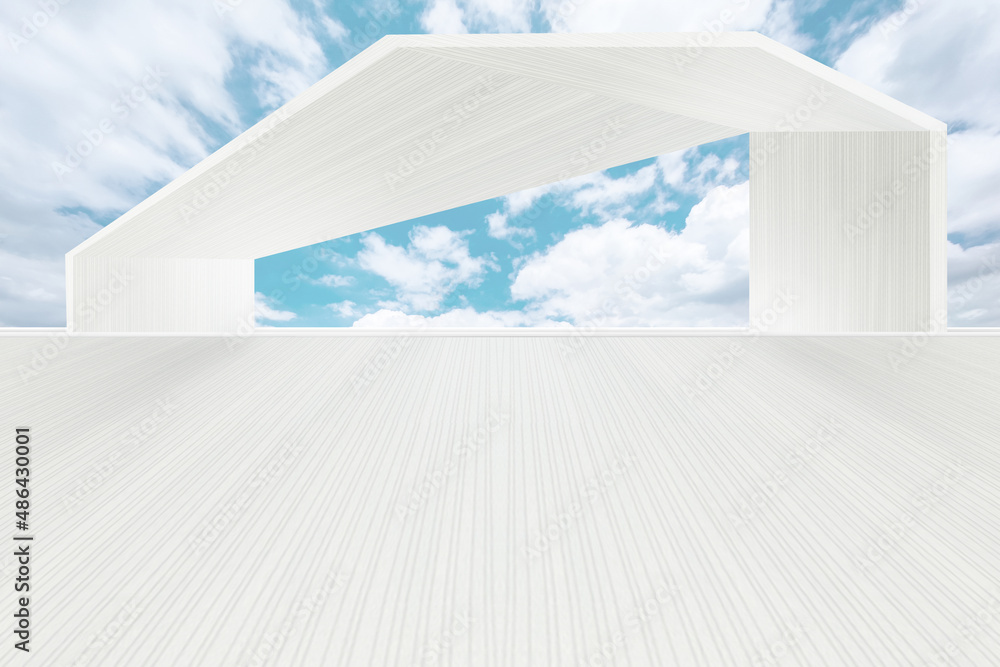 Poster the geometric structure of the building and the artificial space on the ground with extended lines a