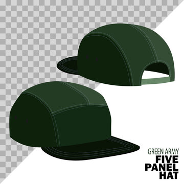 green army five panel hat isolated on a white background and easy to edit. vector