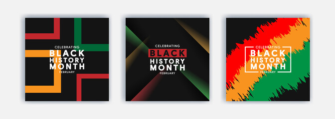 Black history month celebrate modern vector illustration design graphic Holiday concept banners for social media, cards, posters and postcard - obrazy, fototapety, plakaty