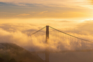 Golden Gate Bridge with low fog in USA © f11photo