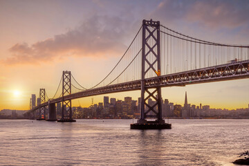 Fototapeta na wymiar Golden Gate Bridge and downtown San Francisco in USA