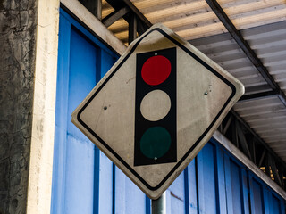 red light signs with faded colors
