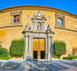 The facade of former Hospital Real, nowadays Granada University, Granada, Spain