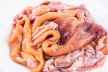 A plate of fresh fish sausages