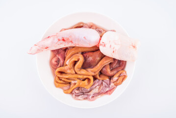 Fresh fish intestines and swim bladder