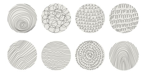 Line Art Vector Illustrations Set for Prins, Social Media, Icons. Modern Trendy Templates Minimalist Style. Set of Abstract Patterns with Line Textures. Hand Drawn Doodle Template Collection