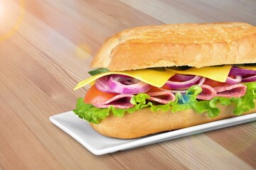 Cheddar Cheese bread sandwich on a wood table