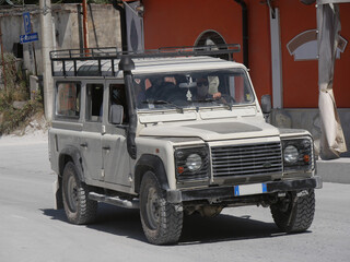 jeep for tourist trips in the marble quarries of Carrara