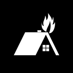 House Fire Damage icon isolated on dark background
