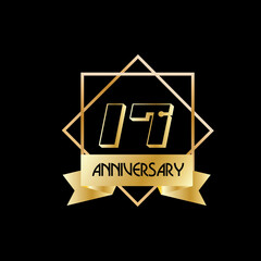 Obraz premium 17 year anniversary celebration template premium vector