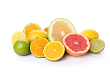 Group of citrus isolated on white background