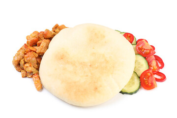 Ingredients for pita isolated on white background