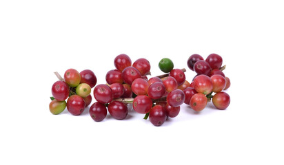 fresh coffee beans on white background