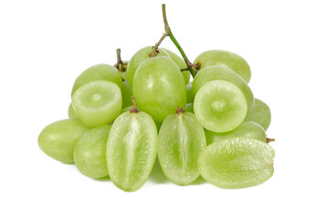 Green seedless grapes isolated on white background