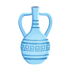 Earthenware ceramic amphora blue color with ornament vector