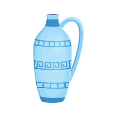 Earthenware ceramic jug blue color with ornament