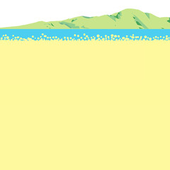 菜の花が広がる草原の春の風景