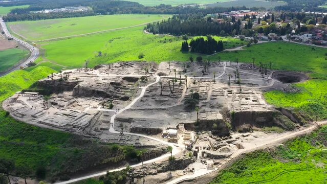 ruins of an ancient city in Tel Megiddo National Park, Israel