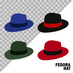 set fedora hat isolated on a white background and easy to edit. vector - obrazy, fototapety, plakaty