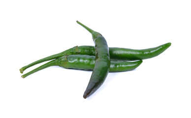 green chilli pepper on white background