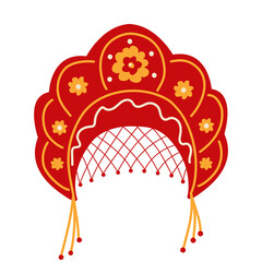 Kokoshnik is a traditional Russian headdress for women. Maslenitsa in Russia. Vector isolated illustration on a white background