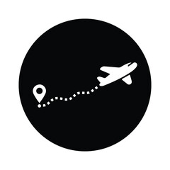 Air, route, airplane, flight icon. Black vector sketch.65