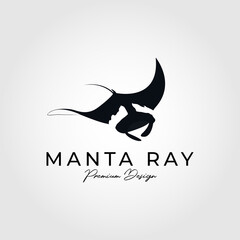 Stingray icon. Manta ray black silhouette. Sea life symbol. Vector illustration - obrazy, fototapety, plakaty