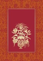 wedding card design, paisley floral pattern , India	