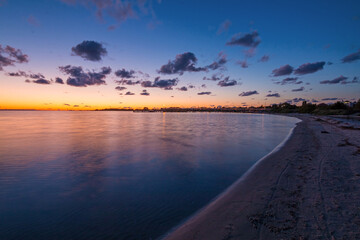 Fototapeta premium Sunset at the beach on Baltic Sea, Jastarnia, Poland