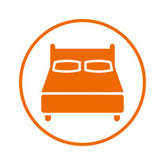 Bed, sleep, bedroom icon. Orange vector sketch.65