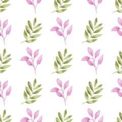 Watercolor leaf seamless pattern