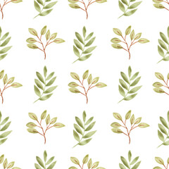 Watercolor leaf seamless pattern