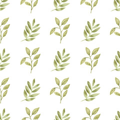 Watercolor leaf seamless pattern