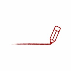 The pencil draws a red line. Dangerous trait. Vector icon isolated on white background