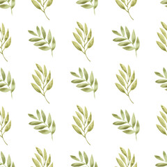 Watercolor leaf seamless pattern