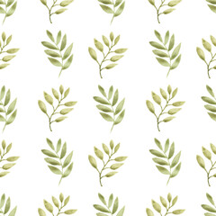 Watercolor leaf seamless pattern