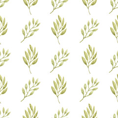 Watercolor leaf seamless pattern
