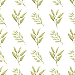Watercolor leaf seamless pattern