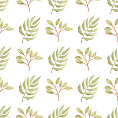 Watercolor leaf seamless pattern