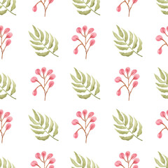 Watercolor leaf seamless pattern
