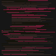 Code on screen vector illustration, flat cartoon coding lines simulation