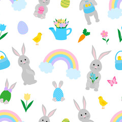 Seamless pattern Easter Bunny vector illustration