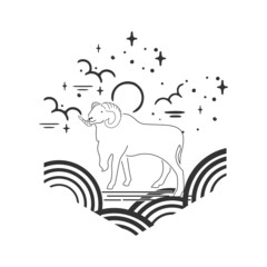 Sheep logo fit for farm vintage logo icon design