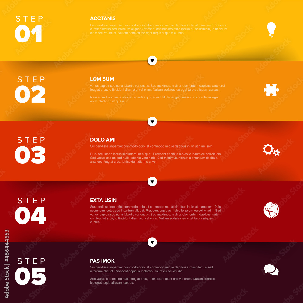 Poster five vector progress block horizontal steps template